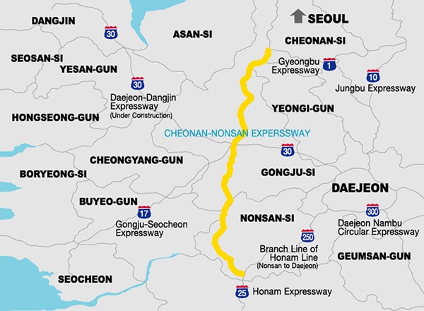 Cheonan-Nonsan Expressway map