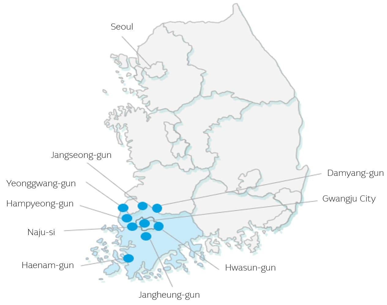 Gwangju Second Beltway Section 1 map