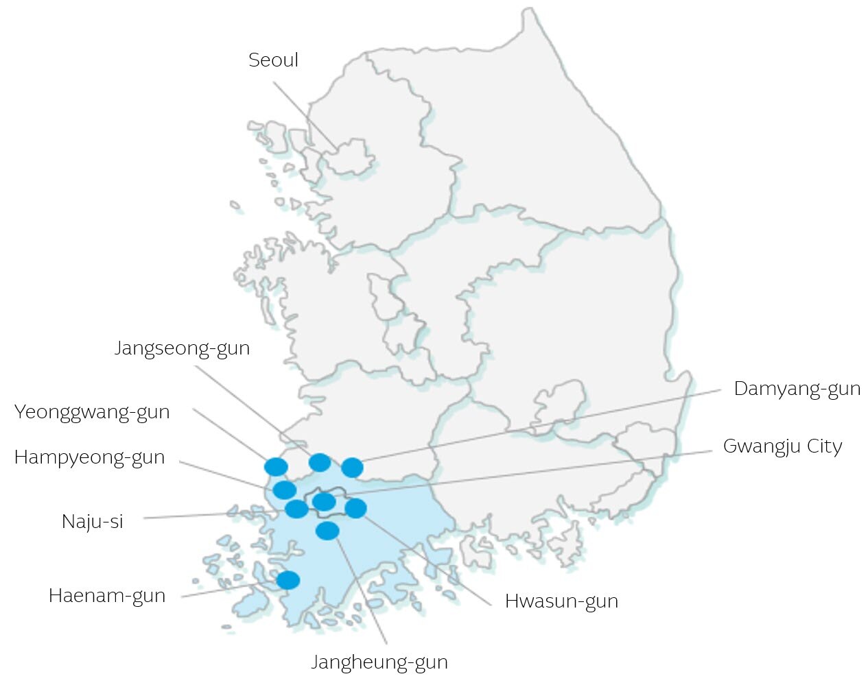 Gwangju Second Beltway Section 1 map