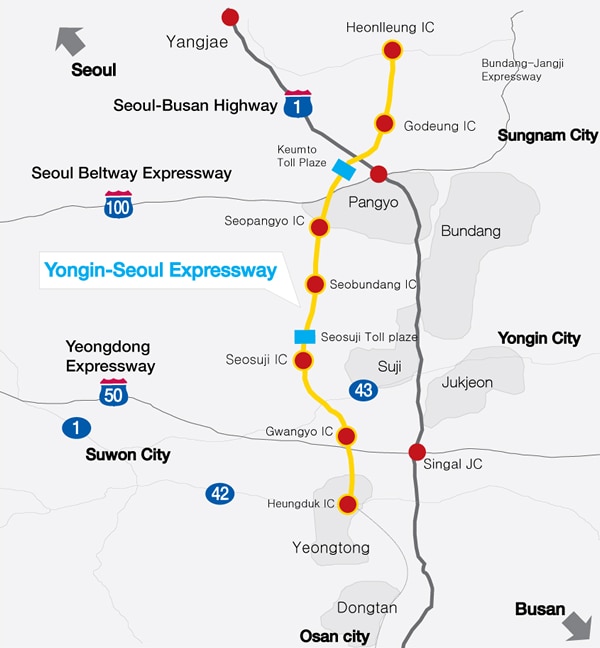 Yongin-Seoul Expressway map